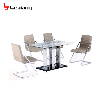 Free sample modern cheap metal and glass dining table and chair